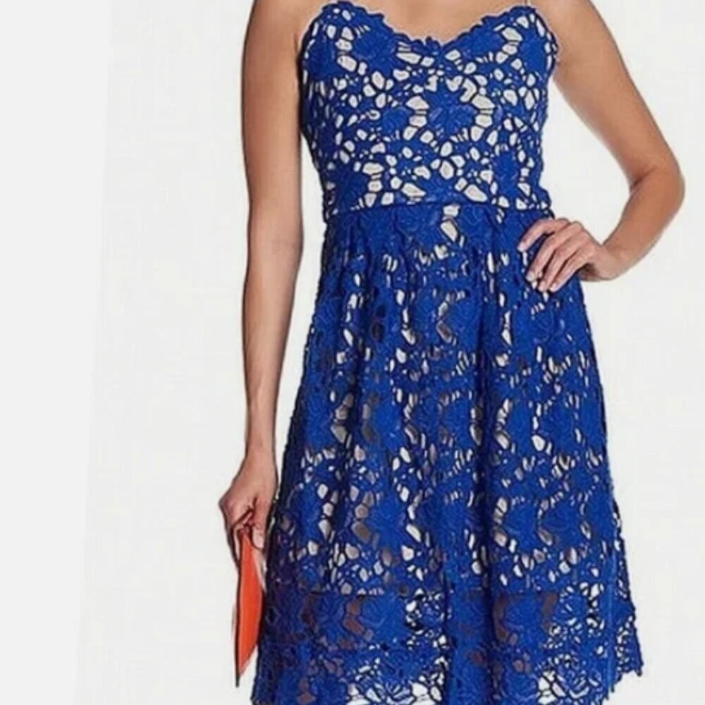 Alexia Admor Dress Crochet Lace Blue Size‎ M New